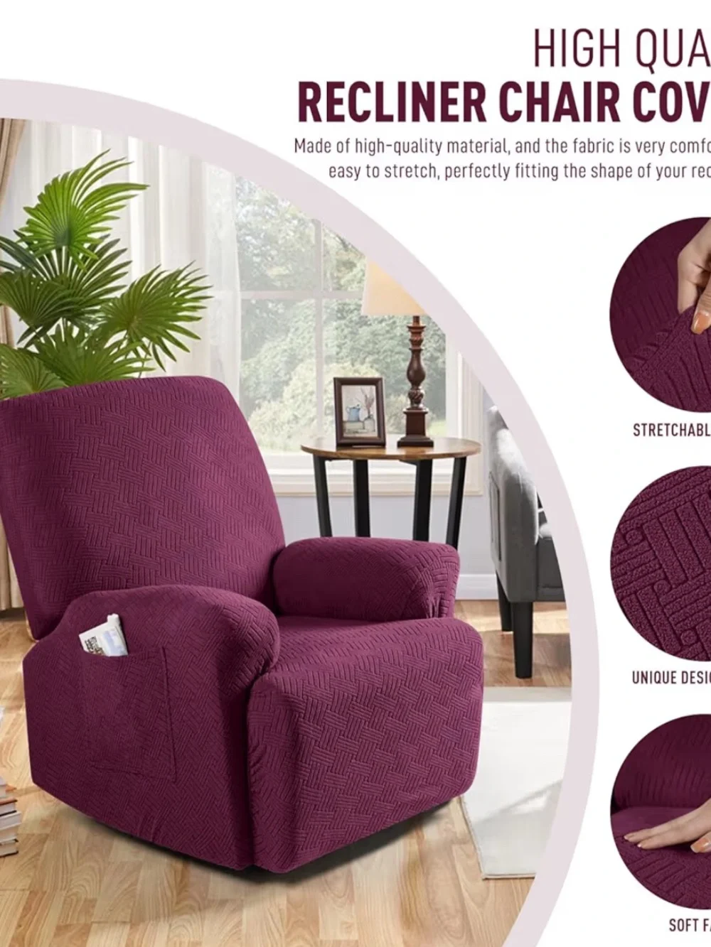 Set 2 burgundy recliner covers NEW